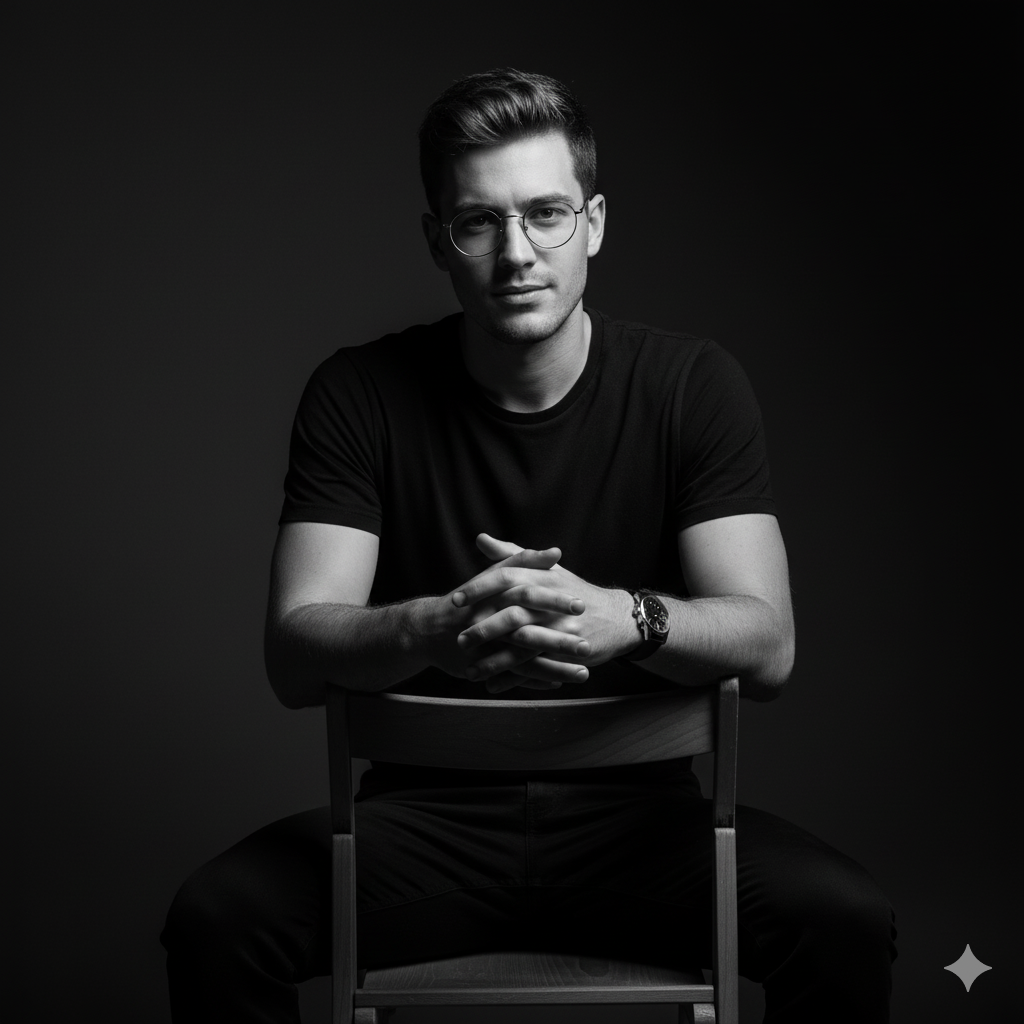 Confident Contrast: Cinematic B&W Portrait preview